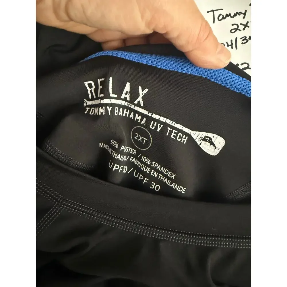 Relax Tommy Bahama UV Tech Shirt Men's 2XLT Black Short Sleeve UPF30